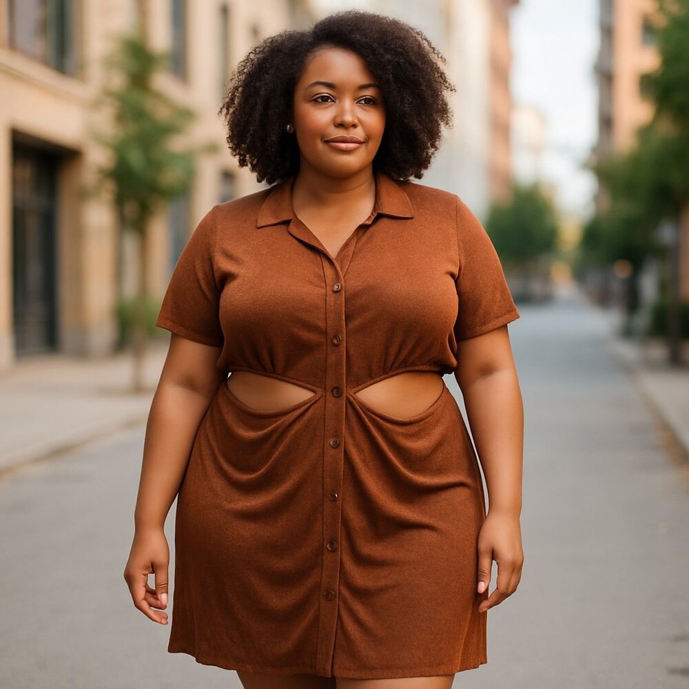 NWT Rue21: Rust Cut-Out Button-Up Dress